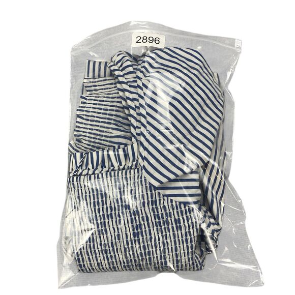 Draper James | Cam Smocked Dress in Blue White Shirting Stripe Sz 2X MSRP: $95 - Picture 14 of 16